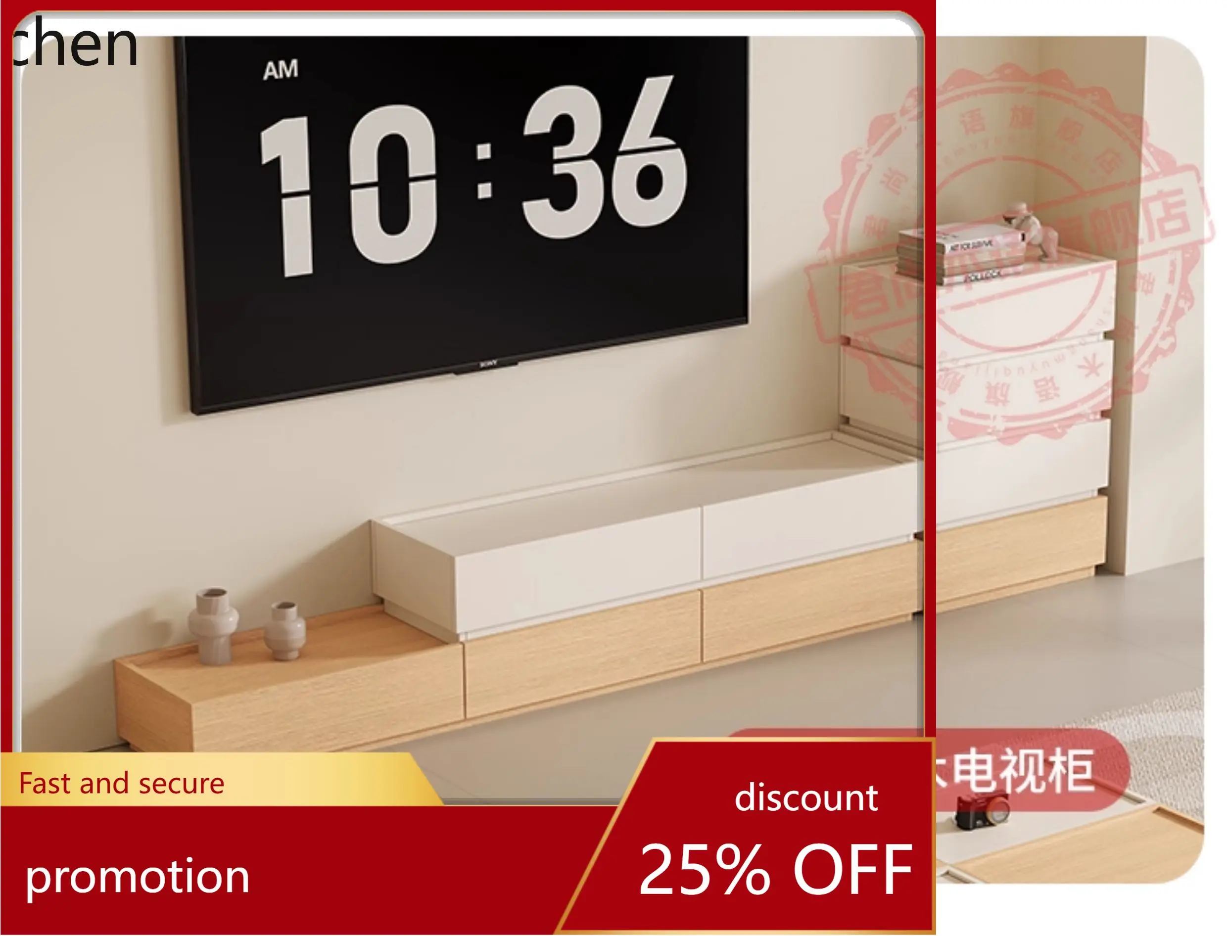 

ZML Solid Wood TV Cabinet Modern Simple Living Room Coffee Table Home Small Apartment Storage Cabinet