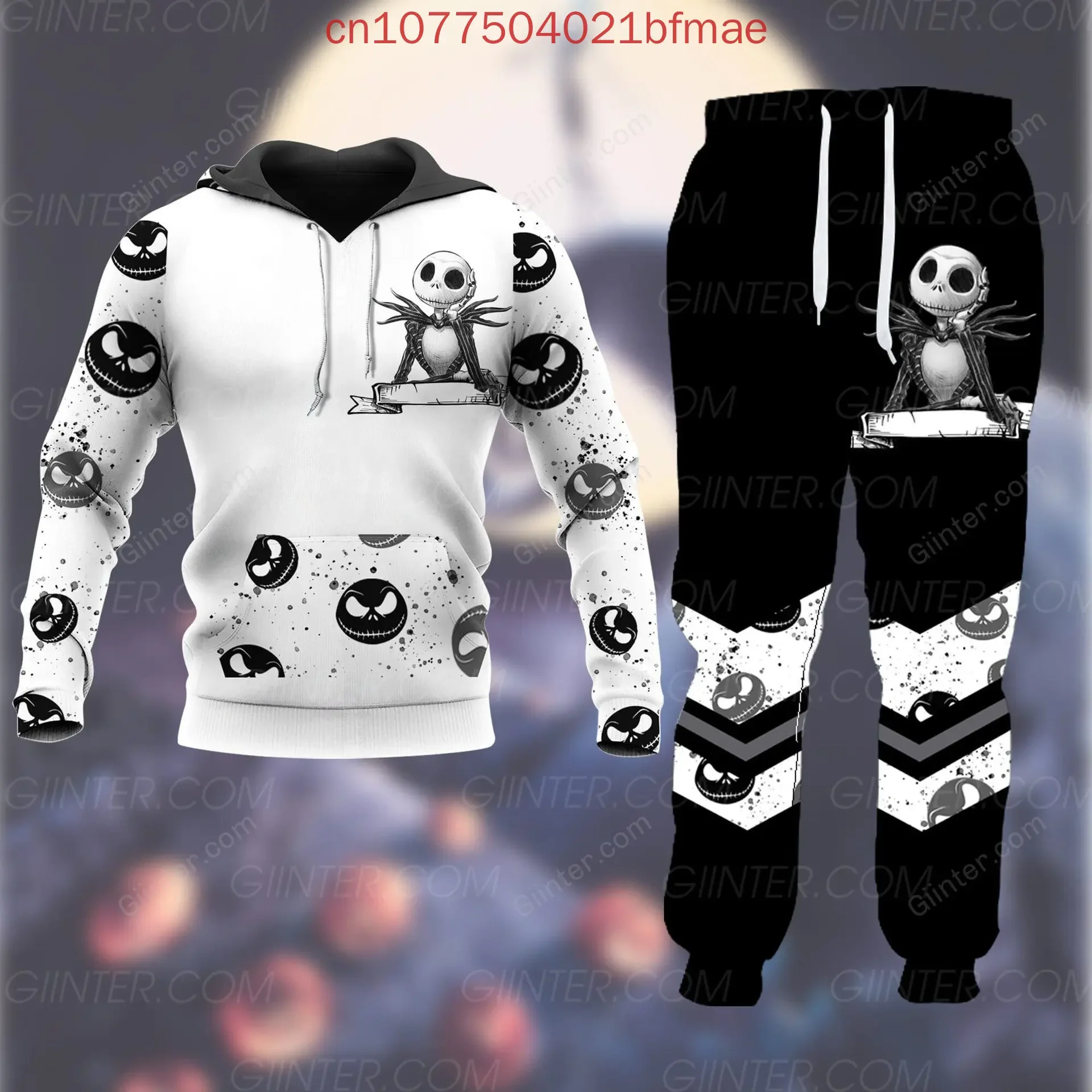 ديزني الكابوس قبل عيد الميلاد زي تأثيري 3D هوديي جاك Skellington زي هوديي وسراويل عداء ببطء مجموعات #3