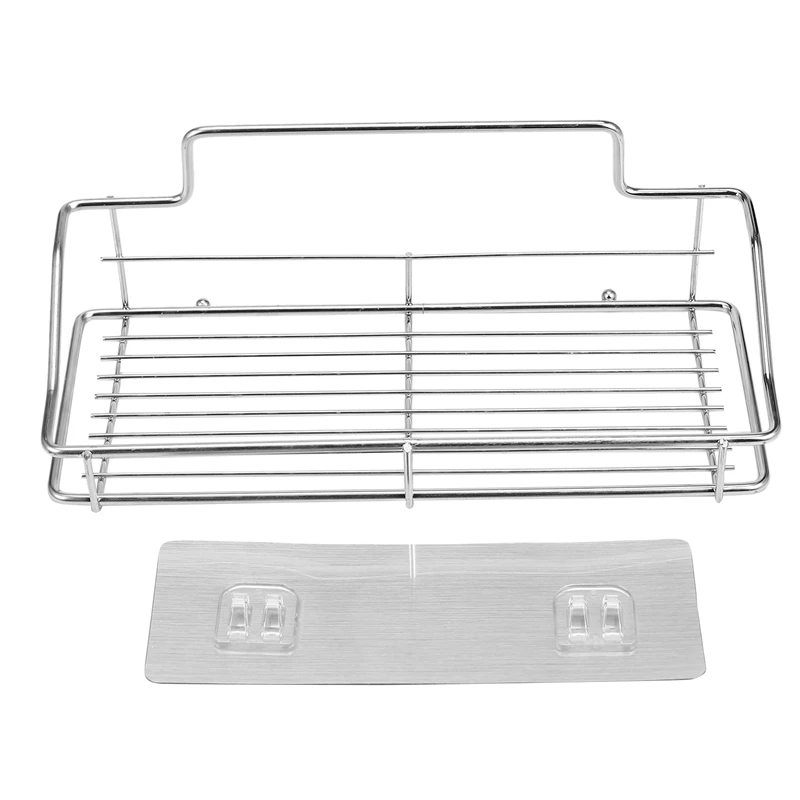 Wall Mounted Stainless Steel Bathroom Shelf, Traceless Caddy adesivo, Armazenamento Organizer Rack, Duche Caddy, Sem Perfuração, Cozinha e Bathro