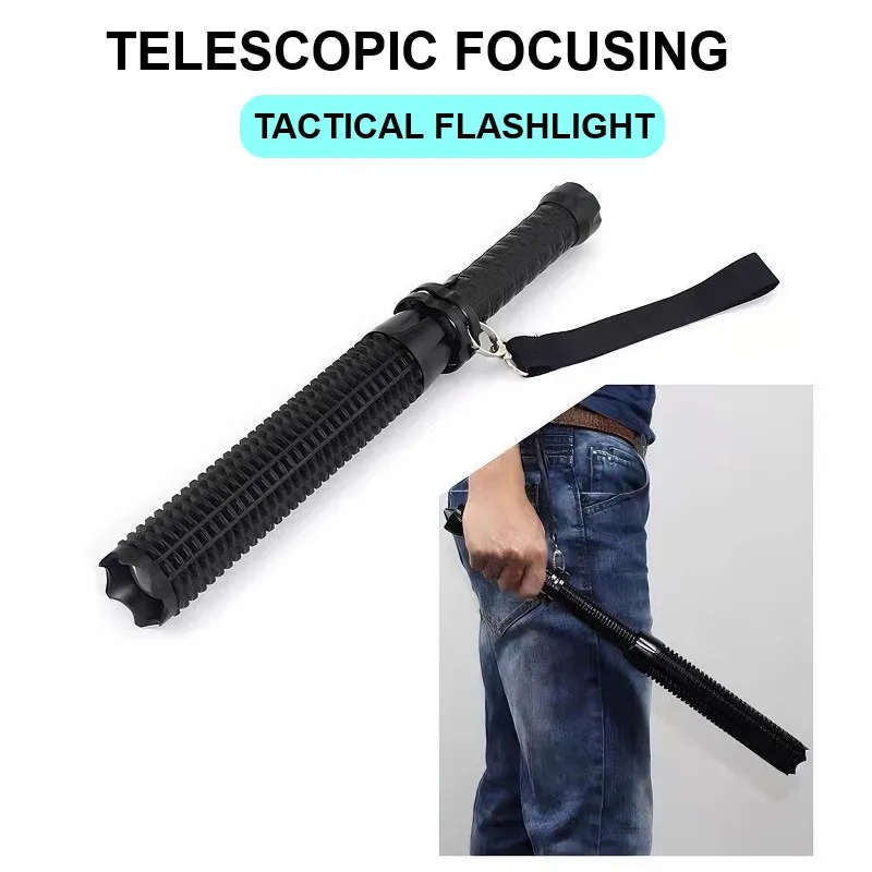 Baseball Bat LED Flashlight Rechargeable Retractable Baton Self Defense Torch Super Bright Mace Light Tactical Emergency Torch