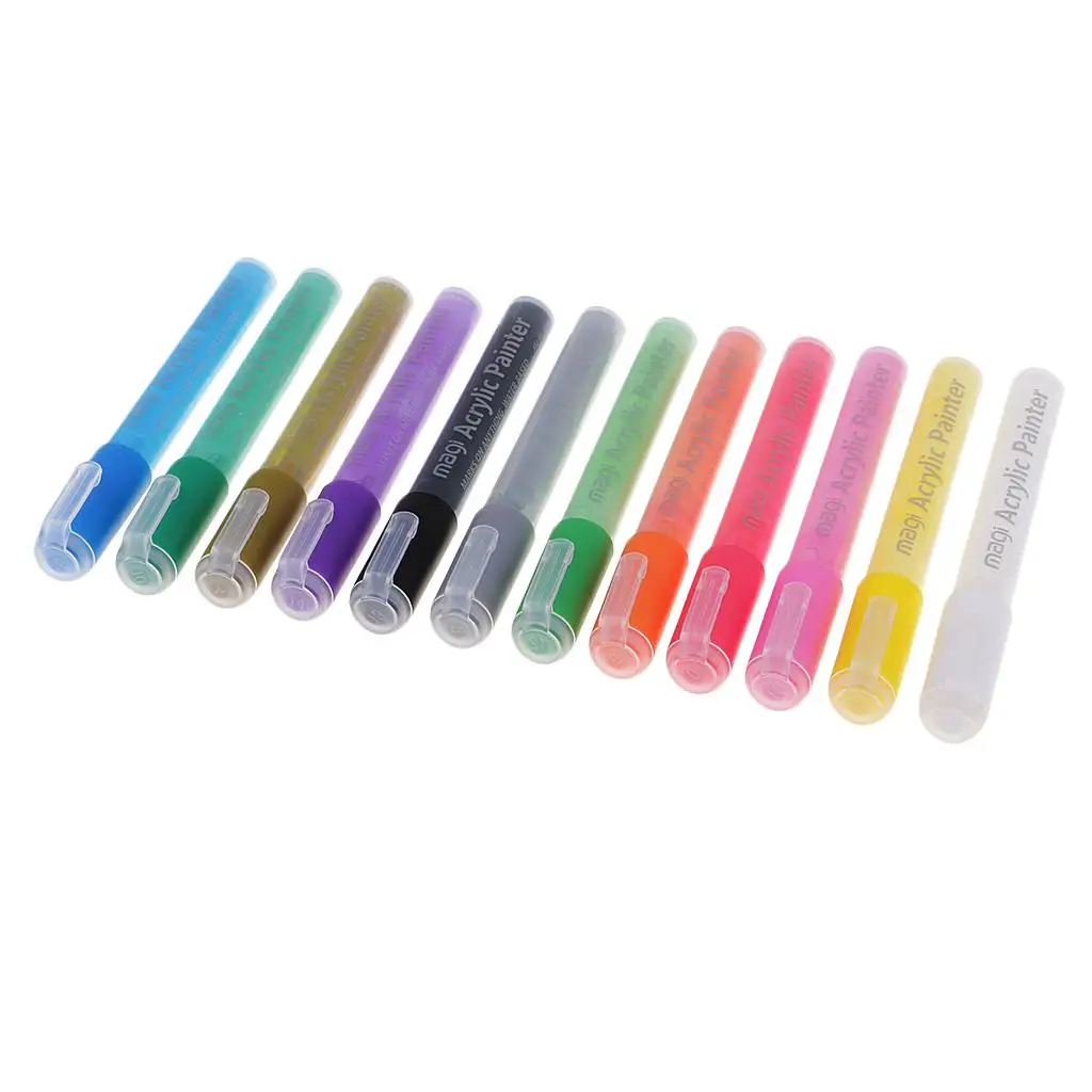 

12 Colors Acrylic s Pen, Art Permanent Paint Pens for Painting on Rock, Glass, Canvas, Fabric, Metal, Wood, Ceramic