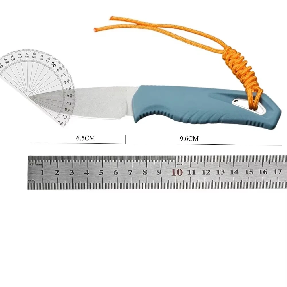 BM 18050 Blue Handle Outdoor Fixed Blade Knife Full Tang Hiking Fishing Utility Cutter Jungle Adventure Backpacking Climbing Portable Knives with Sheath Daily Knife Gift