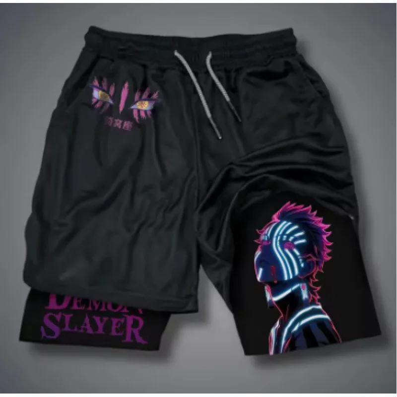 

Men's shorts, devil killer cartoon street clothes, summer sweatpants, sportswear and fitness double-layer quick-drying beach pan