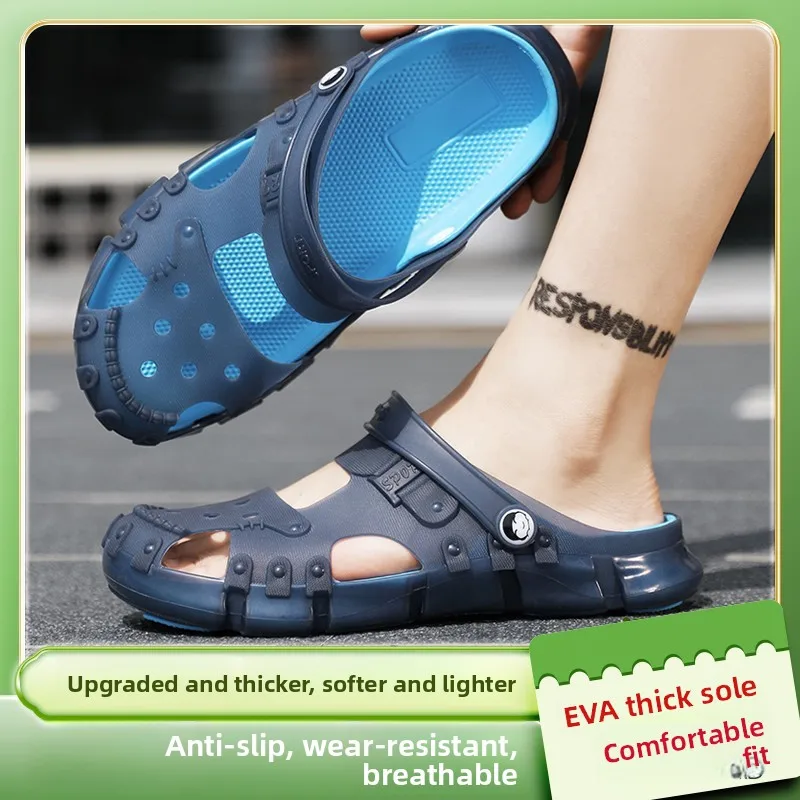 

Мужские летние пляжные сандалии 2026 года: новая модель, комфортные, дышащие, нескользящие, с защитой пальцев, устойчивые к запаху, для дома и улицы