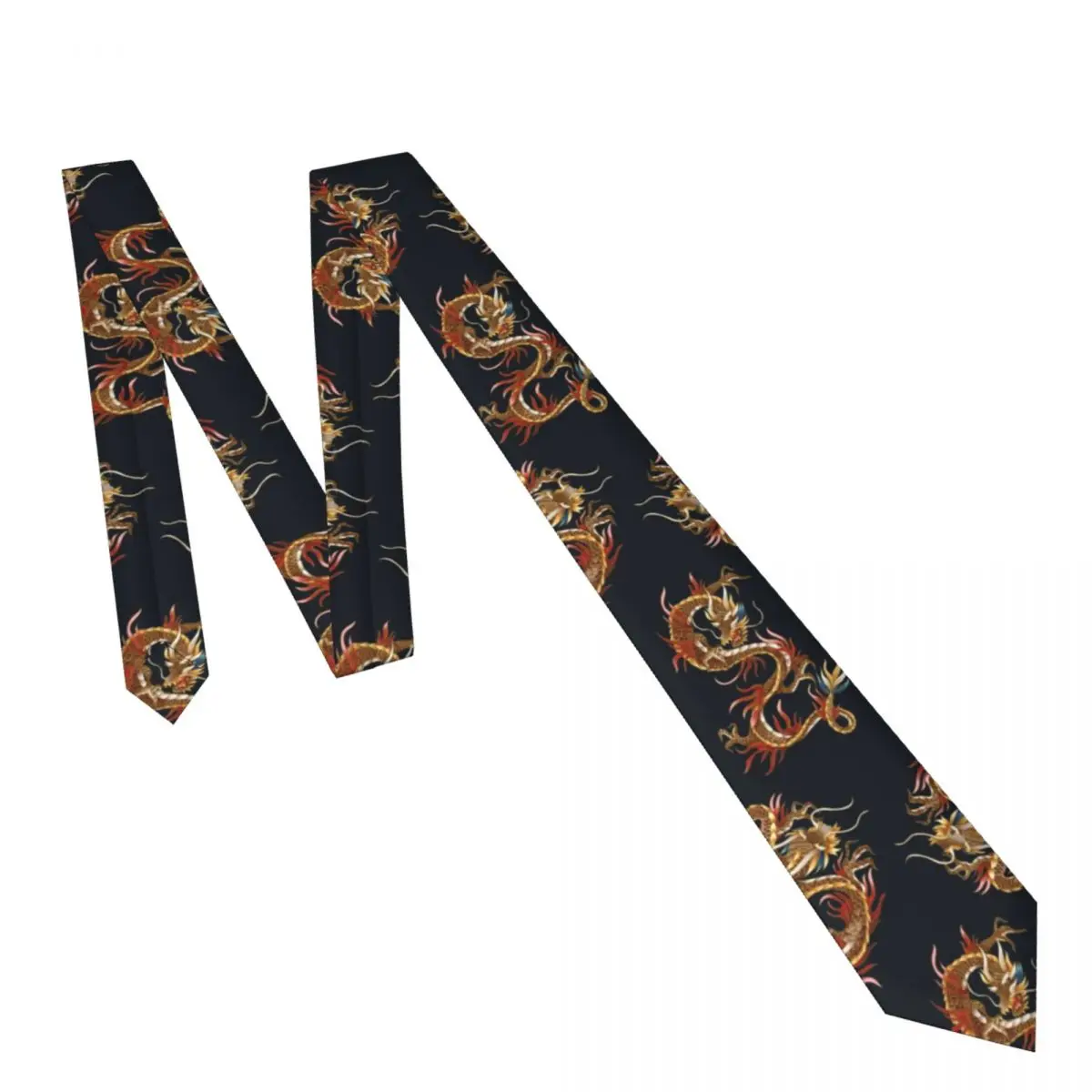 Mens Tie Classic Skinny Traditional Dragon Neckties Narrow Collar Slim Casual Tie Accessories Gift