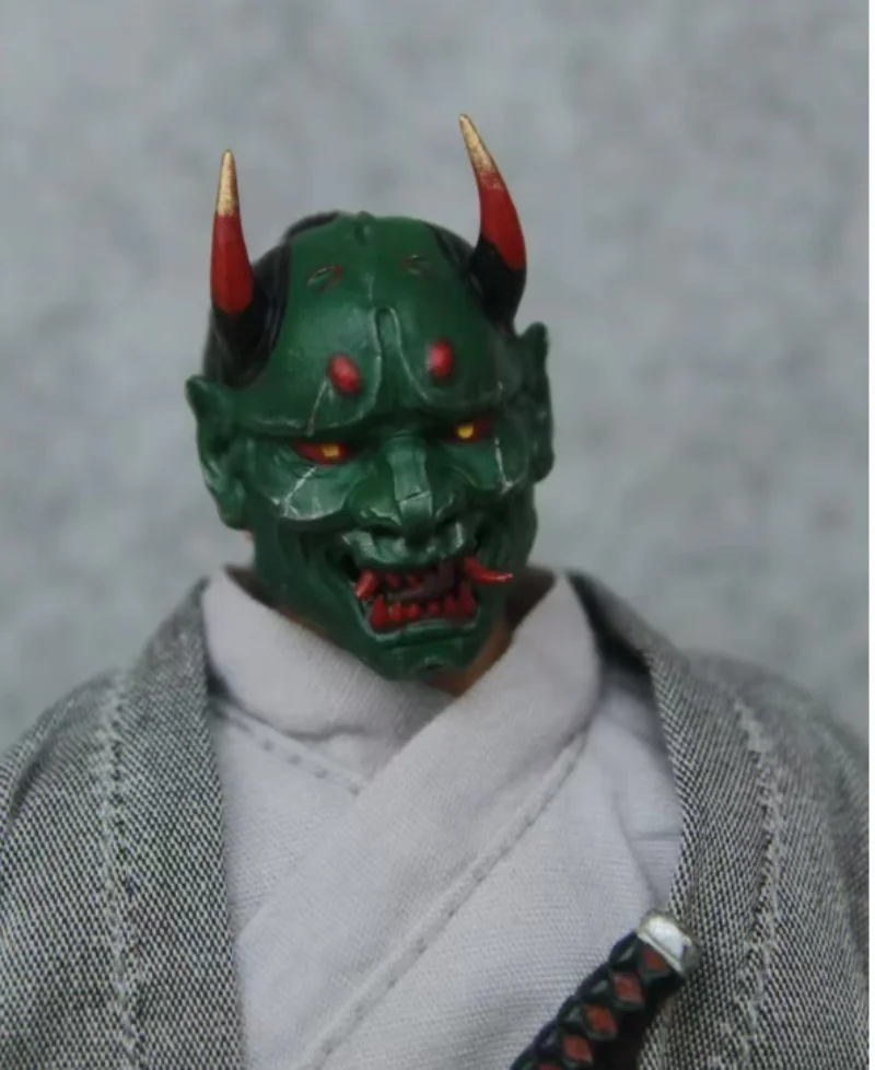 1:12 Scale Soldier Green Samurai Mask Model for 6'' Figure