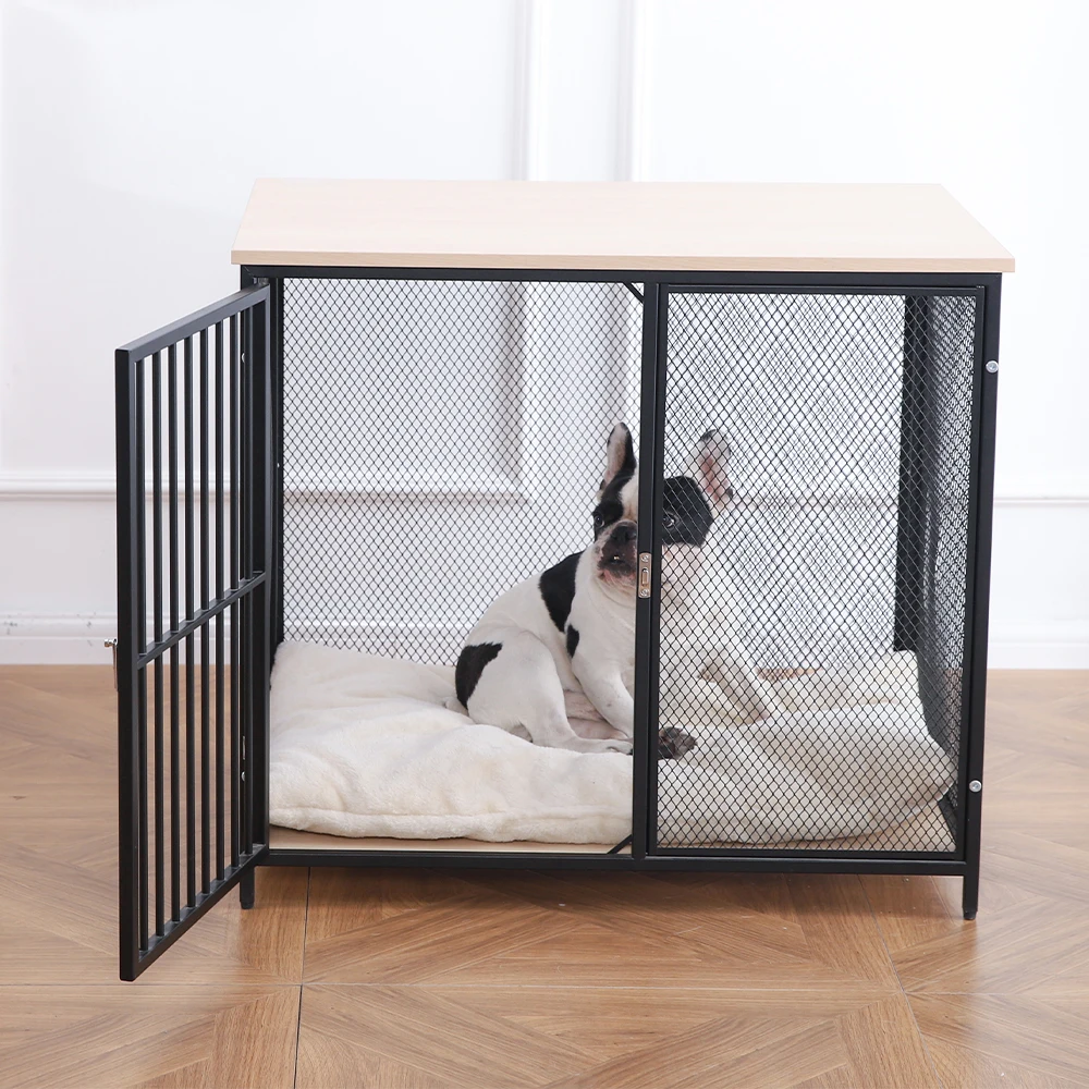 Pet Furniture Dog Crate Factory Production Indoor Wooden Large Tabletop Breathable Mesh Metal Dog Crate