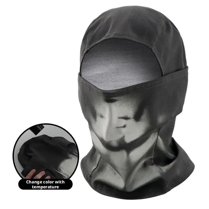 Farbwechselnde Kopfbedeckung für Motorradfahren, Wandern, Radfahren, wärmeempfindliche Sturmhaube, Unisex, temperaturempfindliche Skimaske