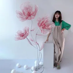 Wedding Backdrop Decor Props 190cm Silk Yarn Flower Poppy Window Display Wedding Stage Layout Road Lead Flower Garden Decoration