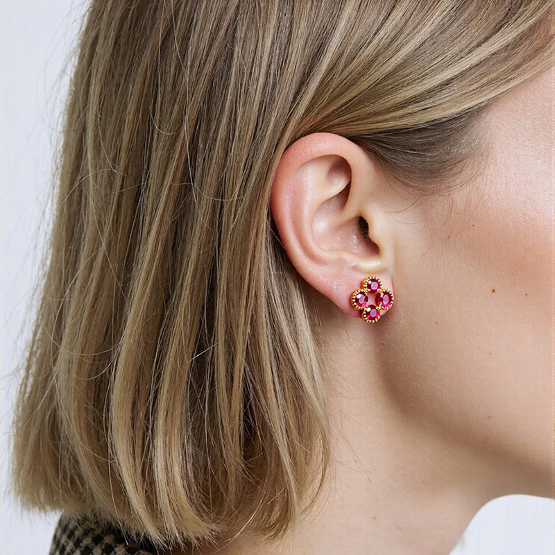 

Серьги-гвоздики CH Clover с цирконием, разноцветные серьги-гвоздики на выбор, золото, посеребрение, милые повседневные украшения для женщин