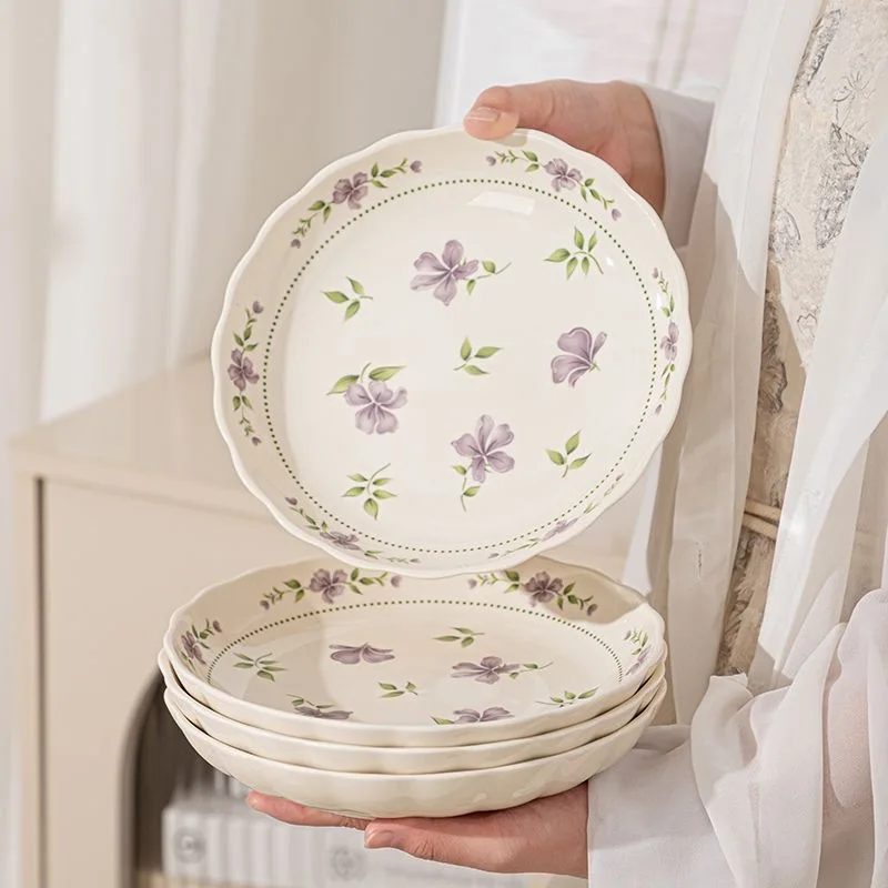 طقم أواني سيراميك أنيق بألوان تحت الطلاء للاستخدام المنزلي، طبق سمك جميل، طبق أرز، قيمة جمالية عالية، أدوات فاخرة