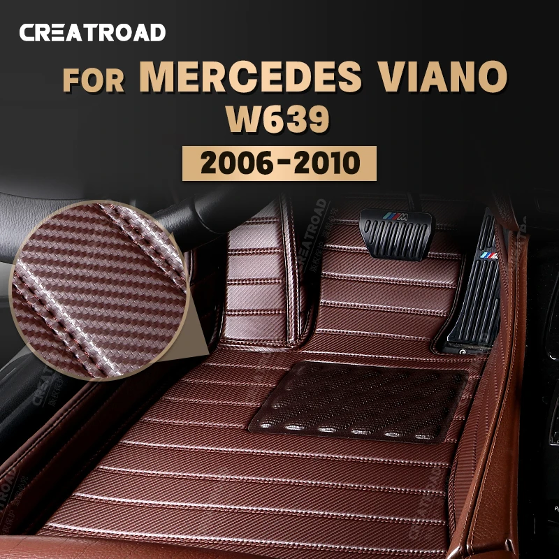 

Custom Carbon Fibre style Floor Mats For Mercedes Benz Viano W639 2006-2010 07 08 09 Foot Carpet Cover Auto Interior Accessories