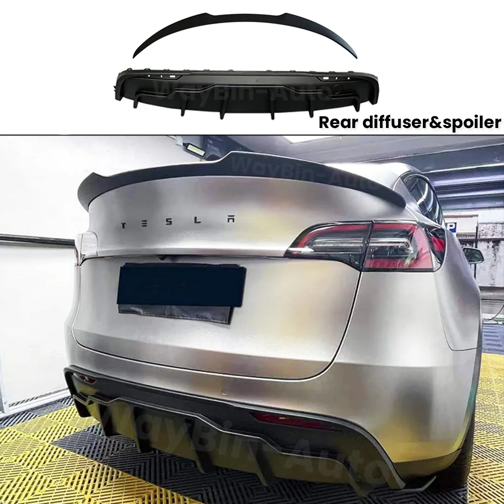 Model 3 Y 2017- 2023 Body Kits For Tesla Fast Aero Tunning Matte Black Rear Diffuser Spoiler Front Bumper Lip Side Skirt Parts