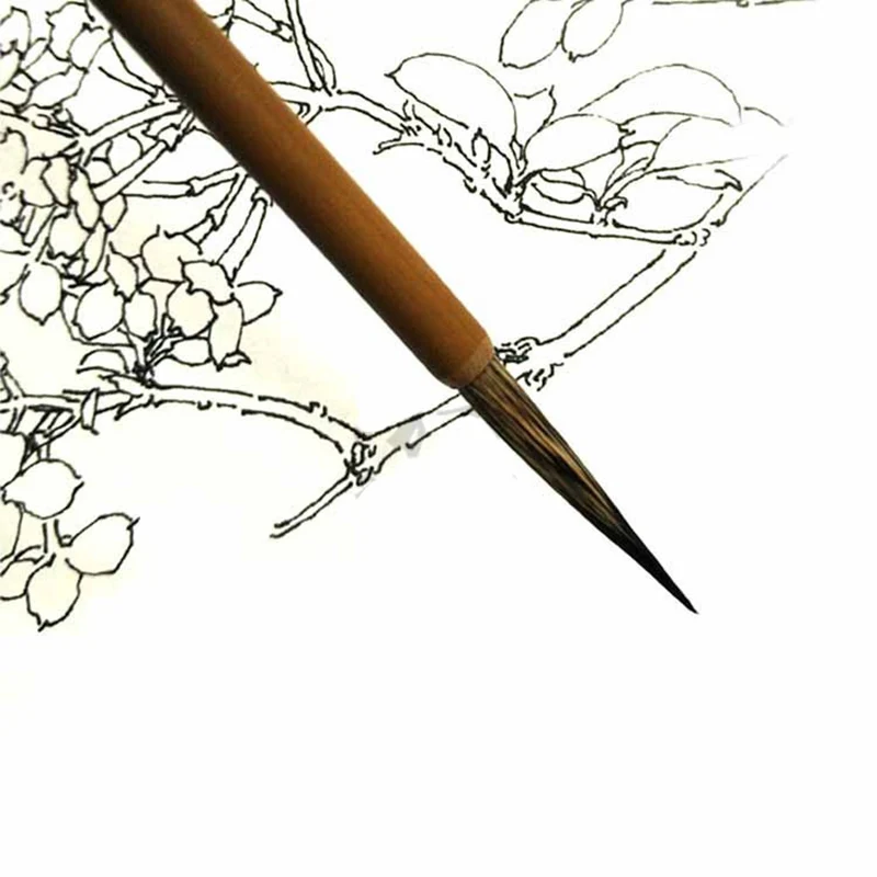 10 Pcs Hook Line Pen Chinese Bamboo Painting Brush Weasel Hair Xiaokai Regular Script Writing Brush Gongbi Fine Line Pen