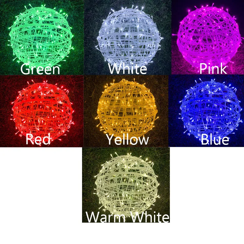 Customize Rattan Ball Light Waterproof Tree Hanging Light  Lantern 220V 110V Home landscape holiday lighting Decors 20cm