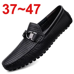 Mocassins d'été en cuir véritable pour hommes, chaussures de plage de loisirs, mocassins de couple, sandales pour hommes, haute qualité, marque de luxe, nouvelle mode, 100%