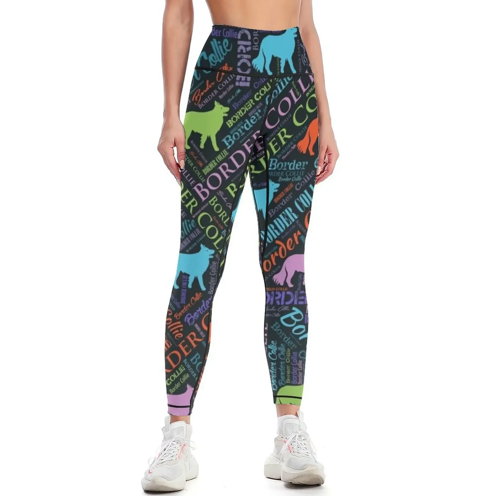 

Border CollieDog Word Art pattern Leggings flared Training pants Women's fitness Women's sports Womens Leggings