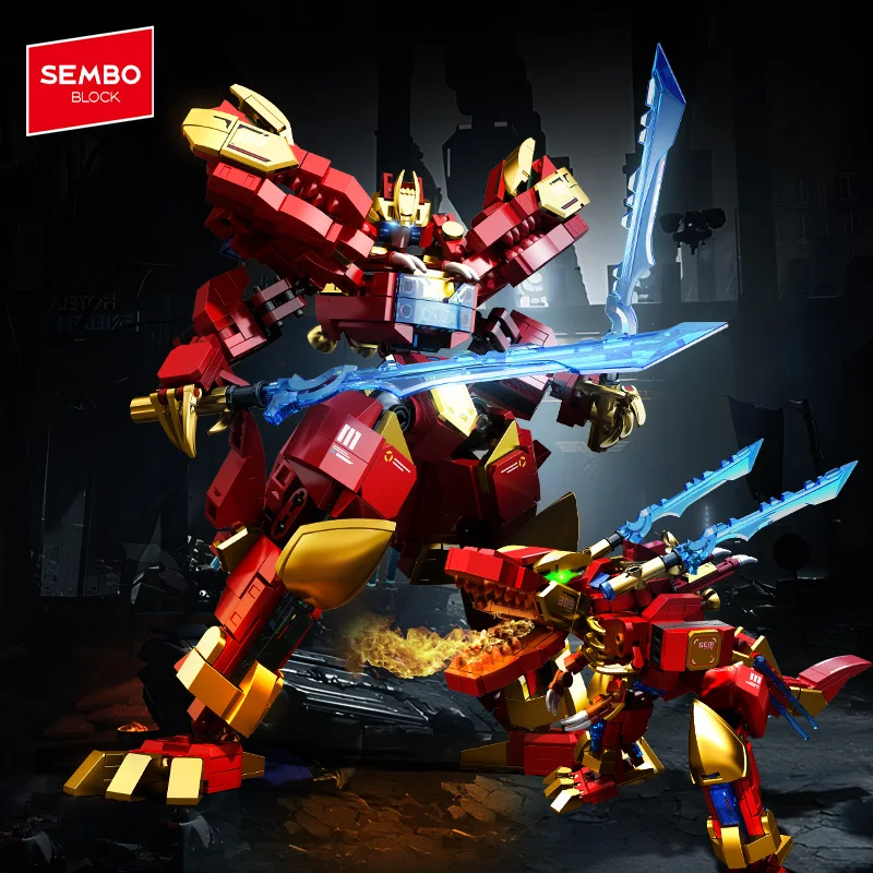 SEMBO BLOCK Serie Mecha Building Blocks Robot da battaglia Kit modello Bambini Mattoni assemblati Ornamento Giocattoli per ragazzi Regali di Halloween