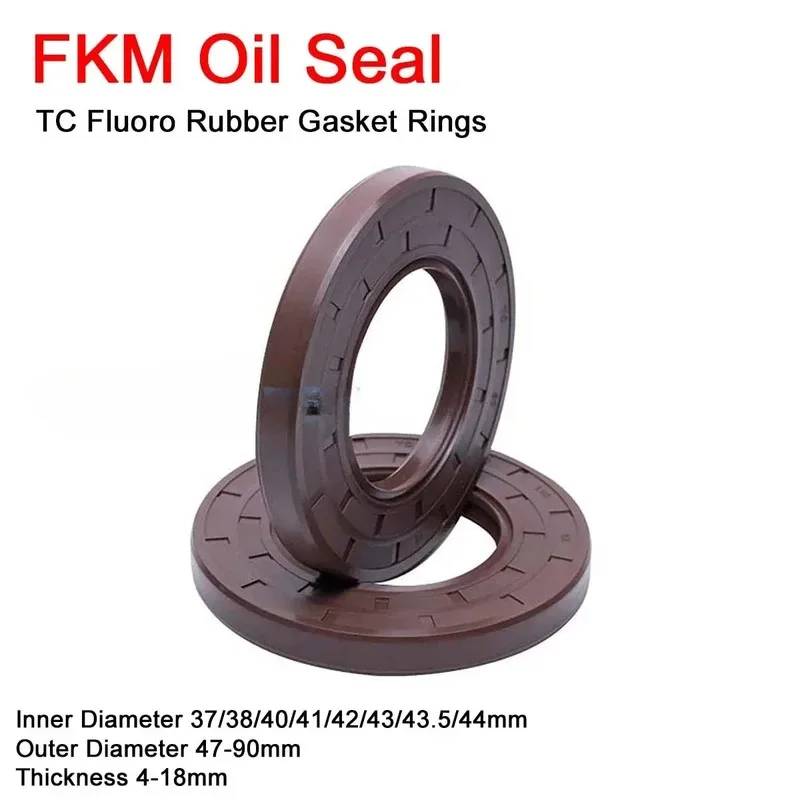 

FKM Framework Oil Seal ID 37/38/40/41/42/43/43.5/44mm OD 47-90mm TC Fluoro Rubber Gasket Rings Cover Double Lip with Spring