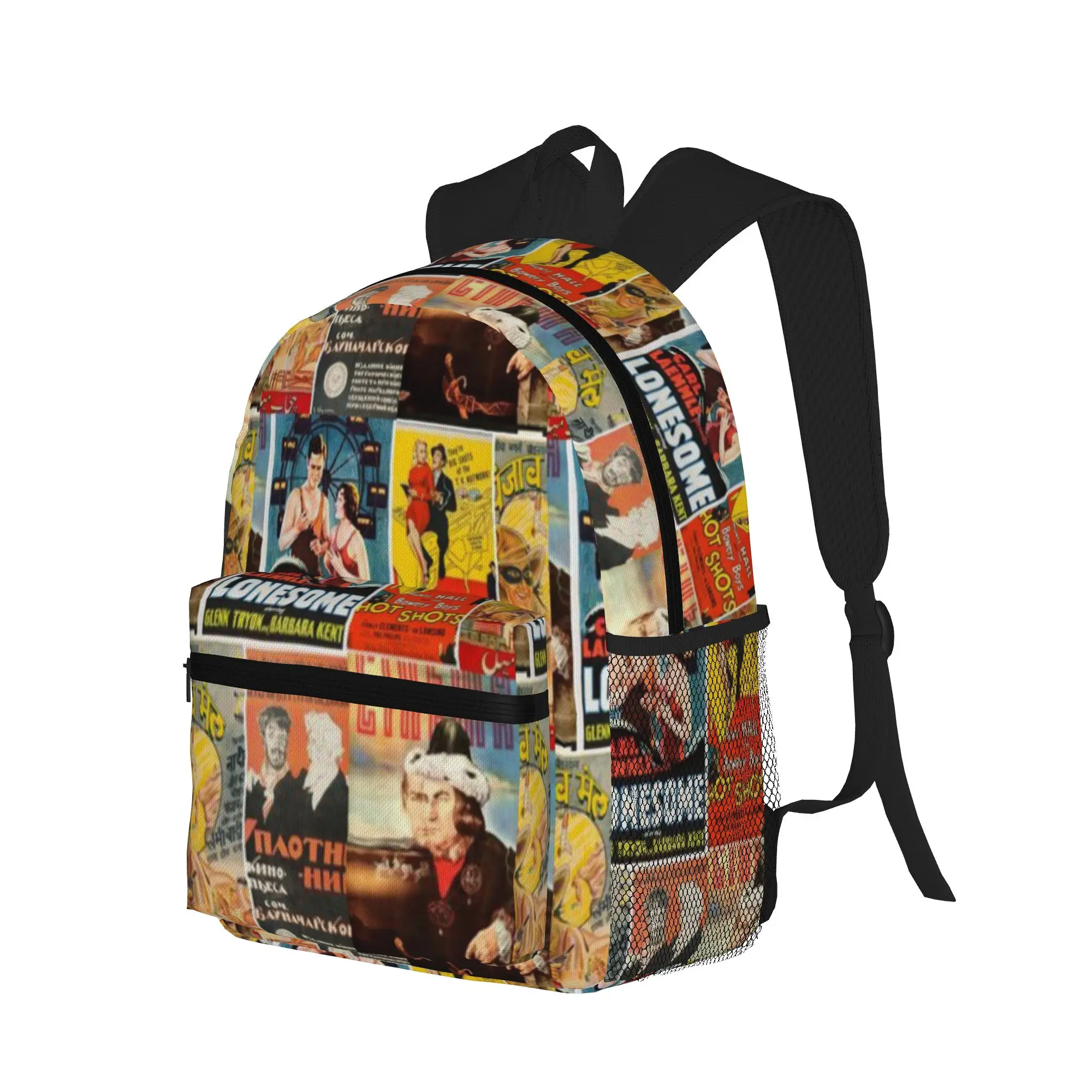 Vintage Movies Picture Montage  14  Casual Backpack for Students and Adults Feminina backpack