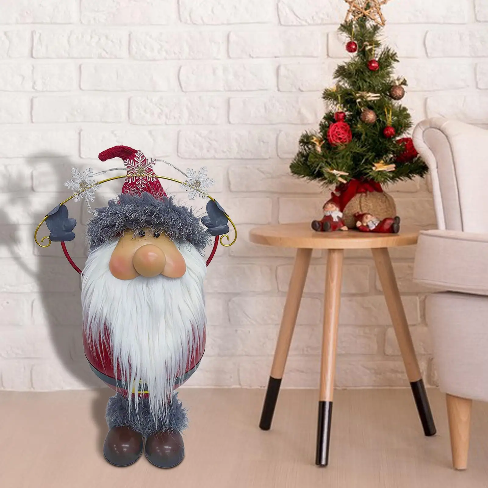 Santa Claus Figurine Christmas Decoration Creative Collectibles Desktop Ornament for Fireplace Bedroom Party Entrance Festival
