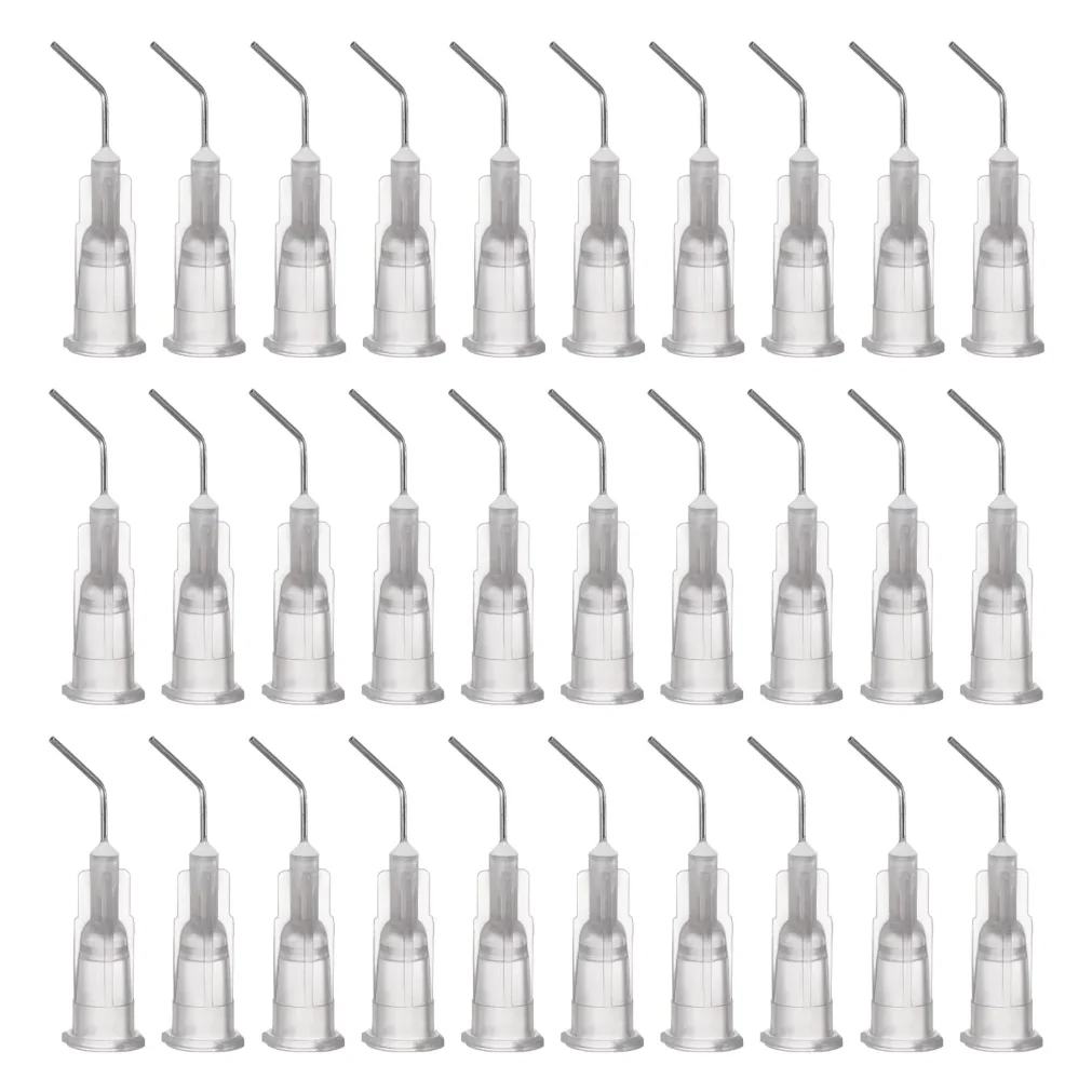 100pcs Blunt Tip Dispensing Needles 18G 20G 22G 23G 25G 45 Degrees Elbow Blunt Needle Tips End Angled Dispenser Needle for Glue