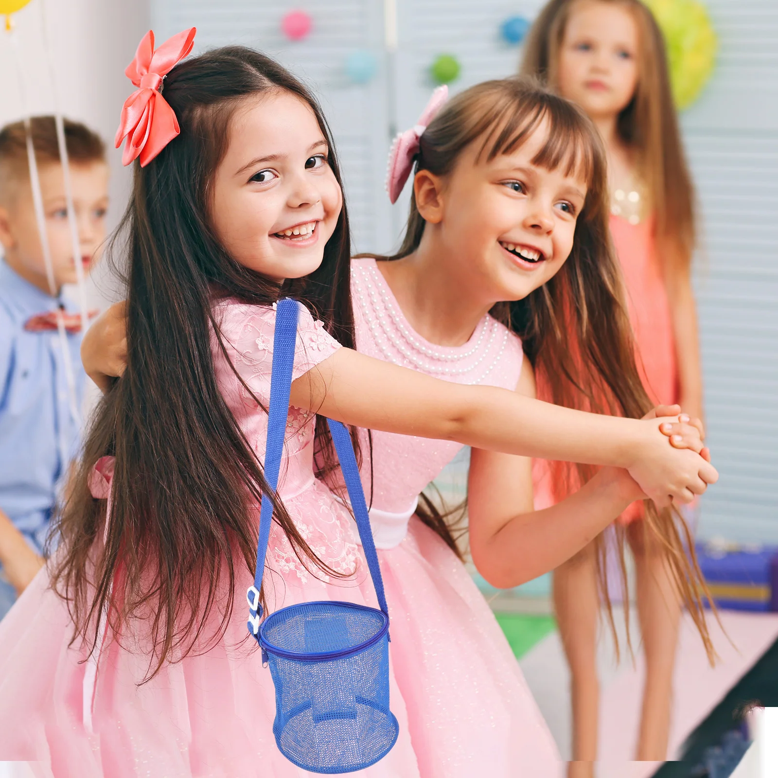 2 قطعة حقيبة شاطئ شبكية للأطفال منظم محمول سعة كبيرة كيس تخزين رمل من قماش أكسفورد للاستخدام الخارجي في حمام السباحة #4