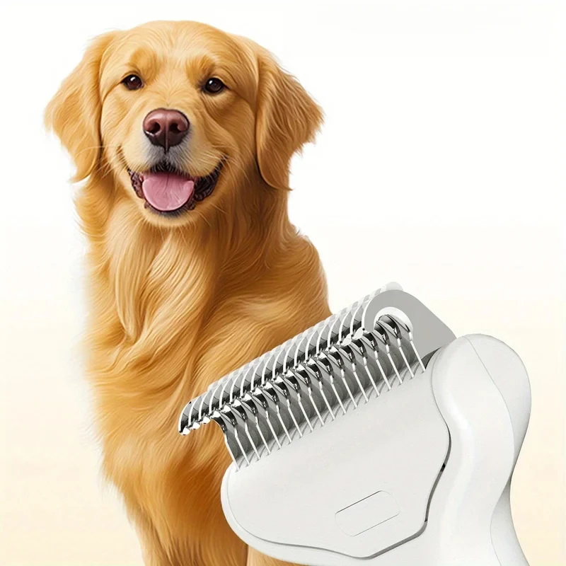 

Self-Cleaning Pet Dematting Comb Stainless Steel Dog Cat Grooming Brush One Button Release Undercoat Fur Remover Anti-Tangle