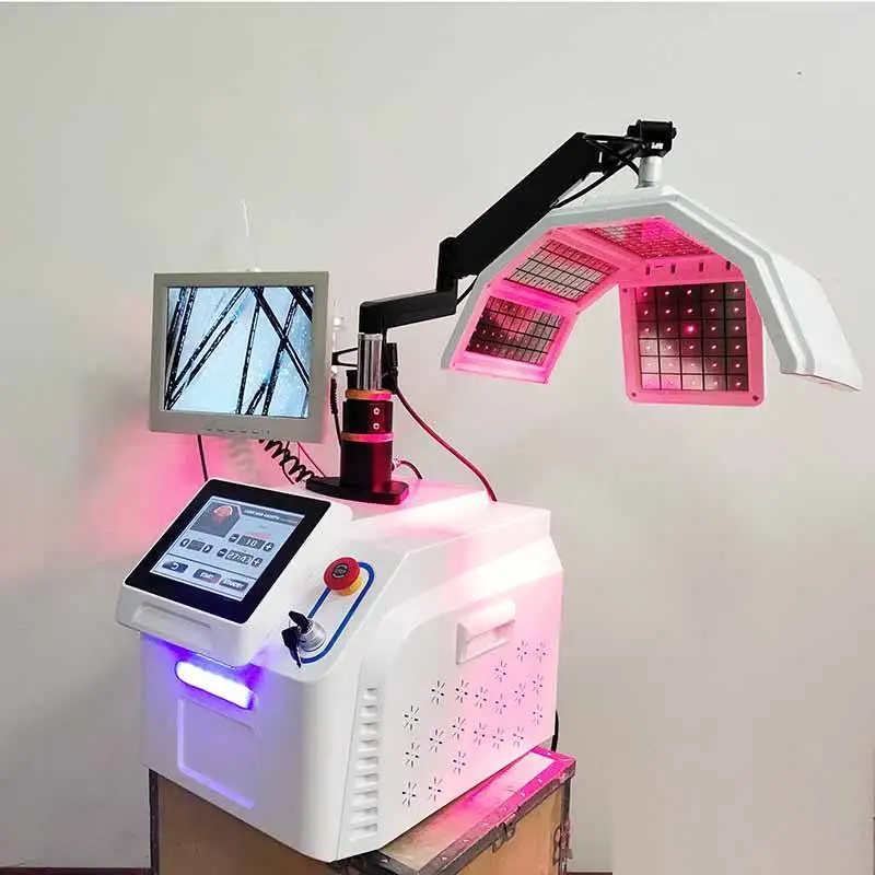 Benchtop 650-nanometer laser therapy device with a scalp analyzer, used for hair regrowth treatment*F5