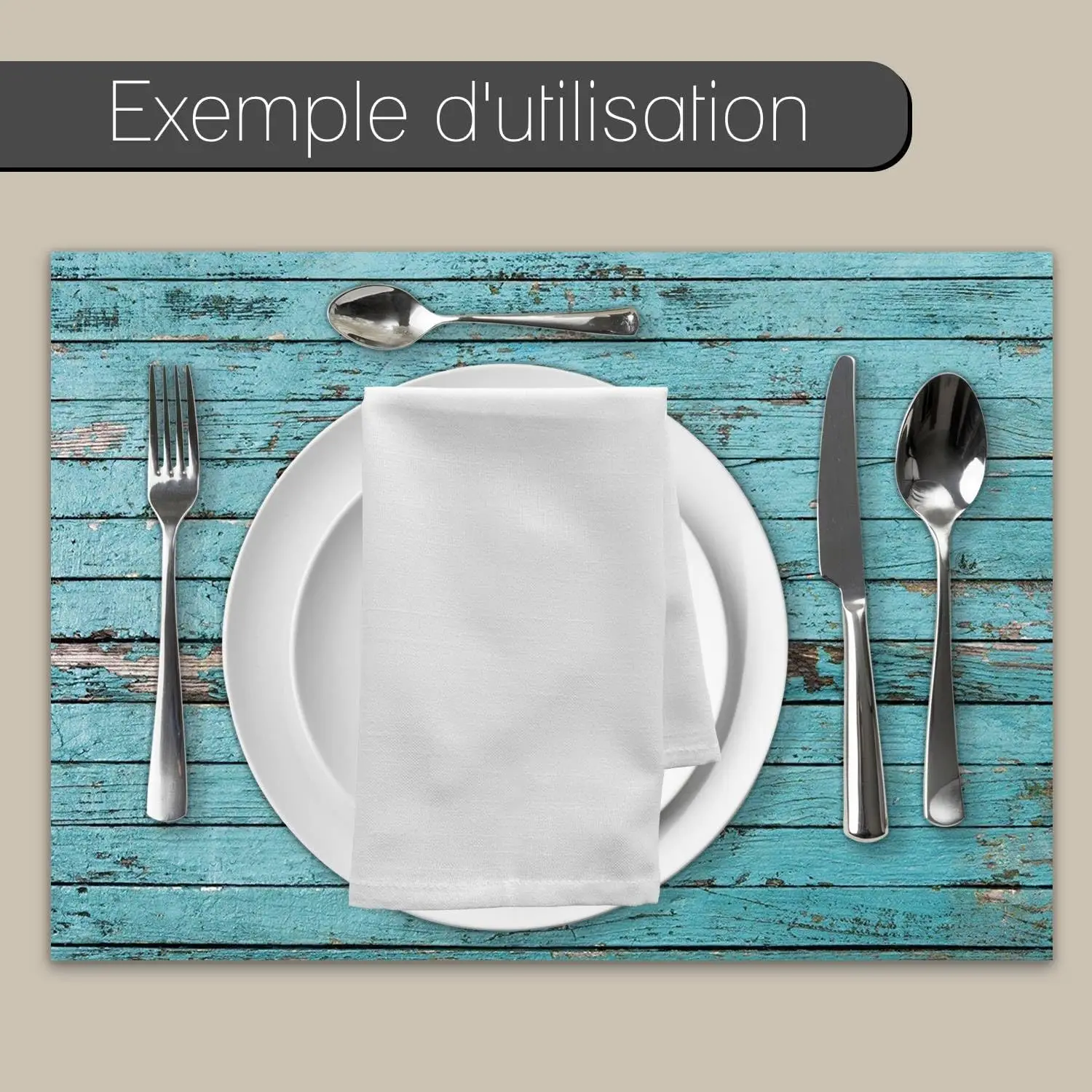 4pc Table Sets with Worn Wood Optics  Placemats Decor Table Mats for Dining Rustic Vintage Style Festive Party Supplies
