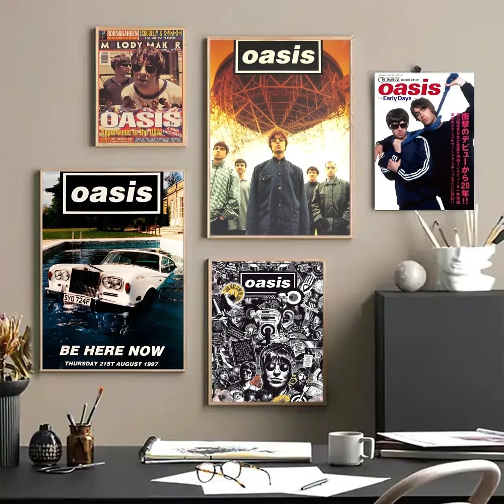 Band O-Oasis  Classic Movie Posters Vintage Room Bar Cafe Decor Stickers Wall Painting