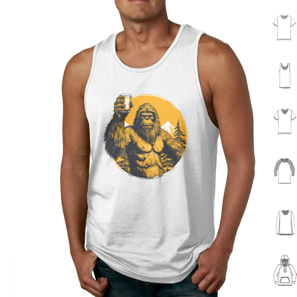 Bigfoot With A Beer Tank Tops Print Cotton Beer Bigfoot Funny Sci Fi Sasquatch Friendly Bigfoot