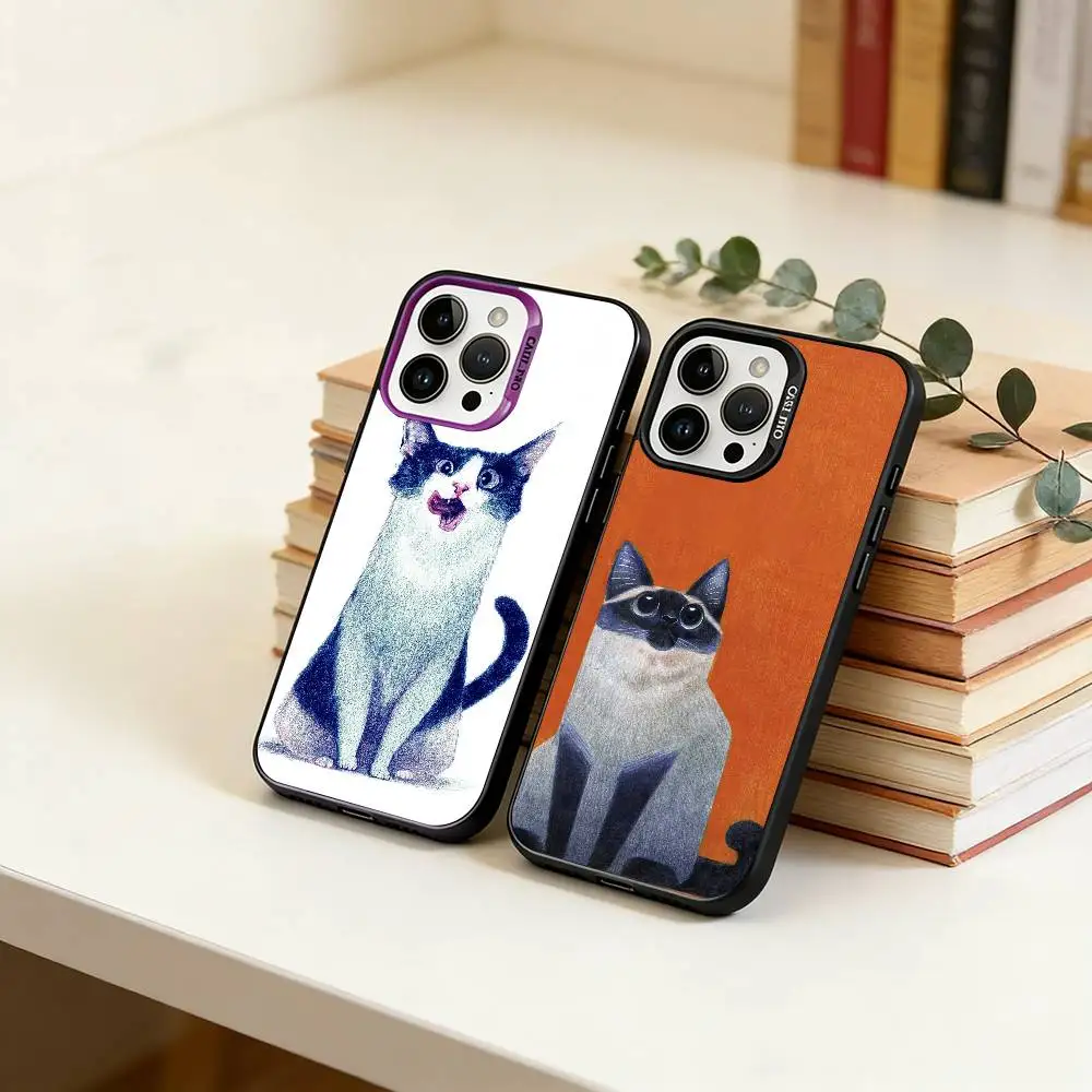 

Mr. Cat Phone Case For iPhone 17,16,15,14,13,12,11 Plus,Pro Max,XS,Colorful Silver Black Cover