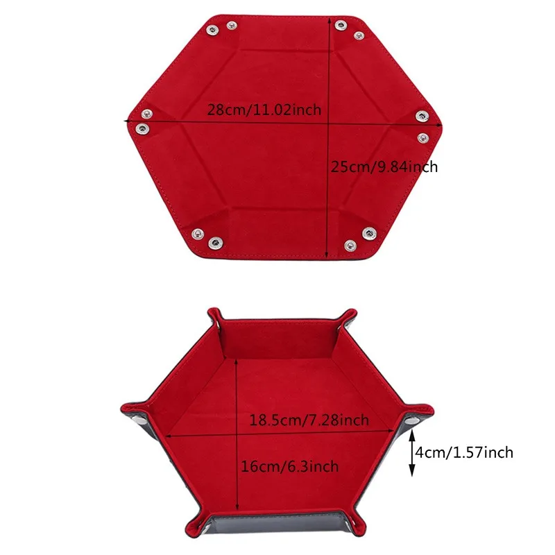 طوي النرد صينية حامل صندوق بولي Leather الجلود للطي مسدس عملة صينية مربعة ل RPG لعب الأدوار ألعاب الطاولة #6