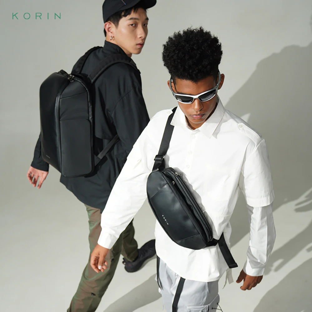 Imagem -02 - Korin Marca Homens Crossbody Bolsa Repelente de Água Sling Pacote Masculino Mensageiro Bolsa de Ombro Curto Viagem Minimalista Peito Bolsa do Plutônio 2023