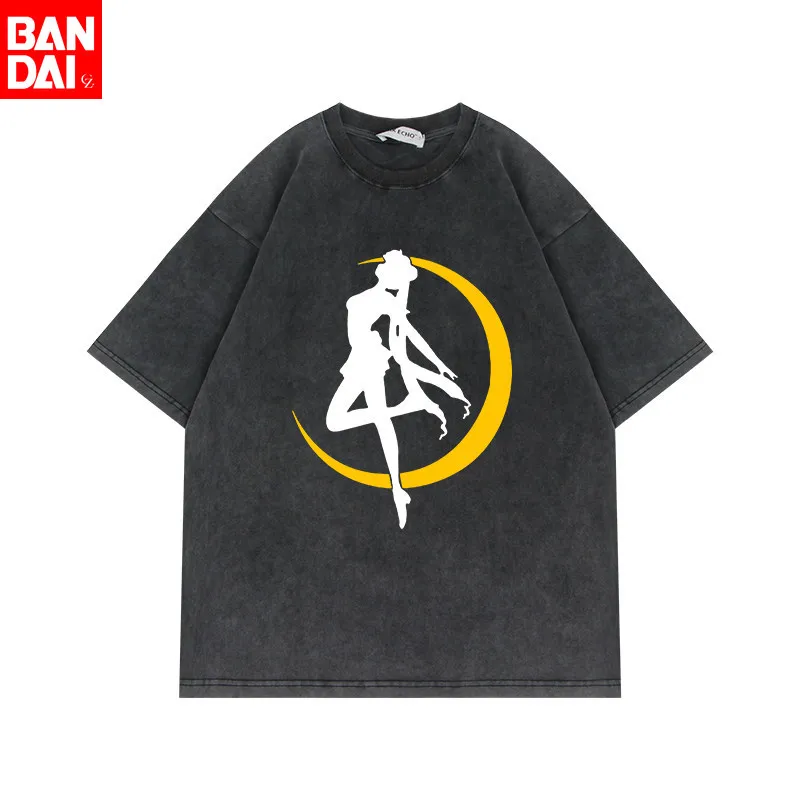 

Футболка оверсайз с принтом «Сейлор Мун Усаги Цукино: Желтый полумесяц» в винтажном стиле, летняя коллекция 2026, для мужчин и женщин