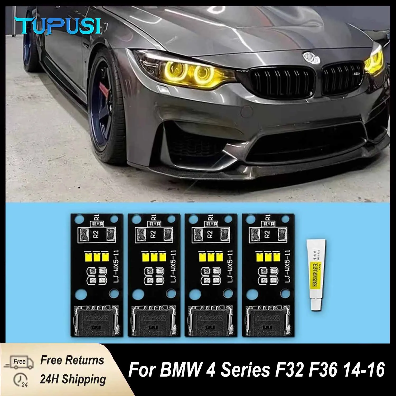 

Ксеноновая фара желтого цвета дневного света 63117263051 Светодиодные модули для BMW 4 серии F32 F82 M4 F33 F83 M4 F36 Светодиодная плата DRL