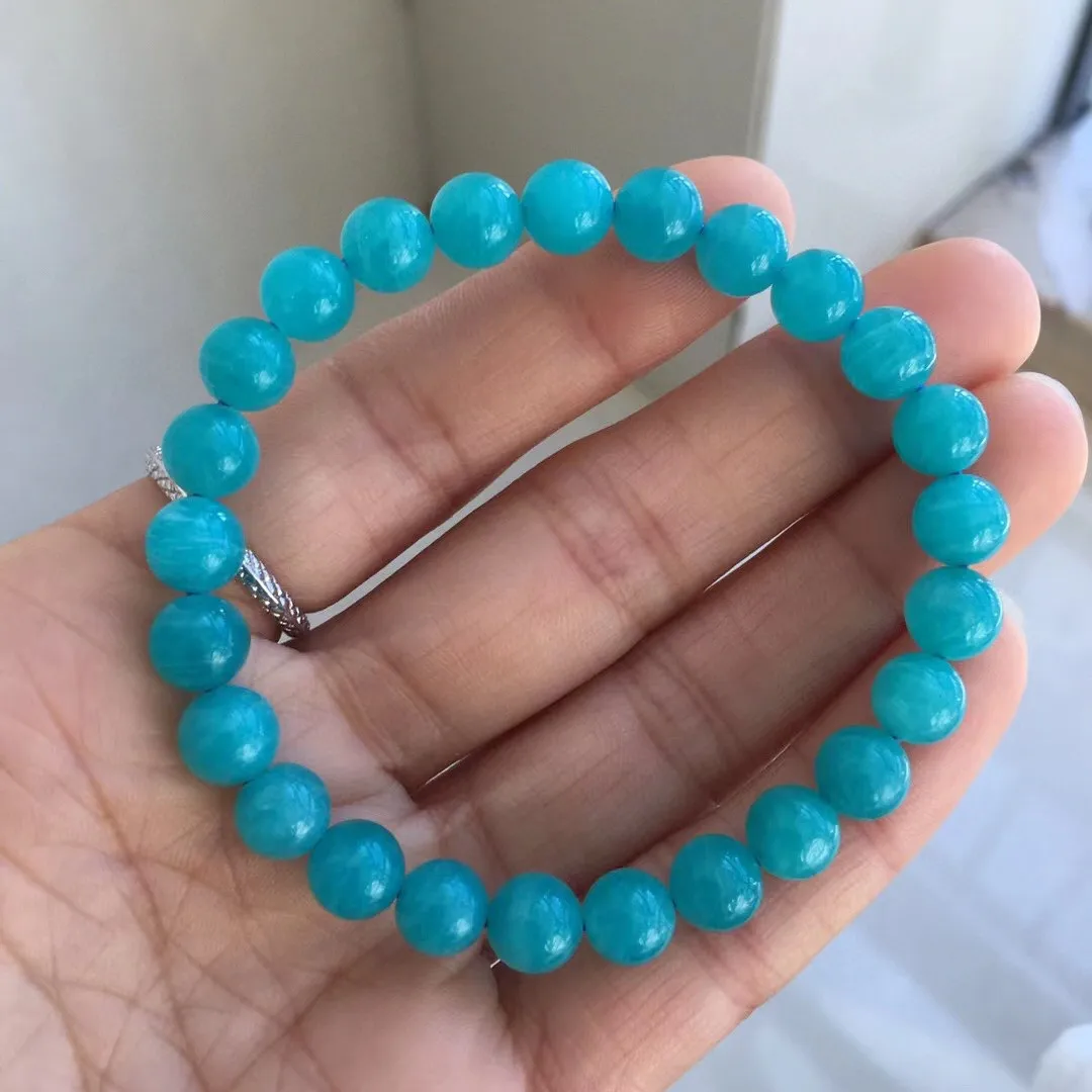 

7mm Natural Blue Amazonite Bracelet For Women Lady Men Beauty Healing Gift Crystal Beads Stone Strands Jewelry AAAAA