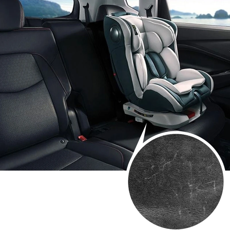 D7YA PU-Leder-Autositzbezug, passend für alle Babyautositze, Matte, kratzfest, Kissenschutz mit Aufbewahrungsnetztaschen – Detail 6