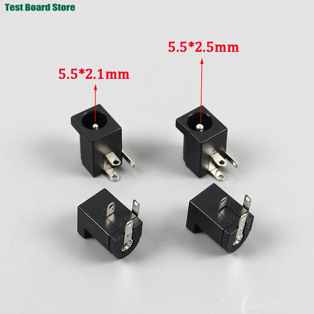 5/10pcs 5.5x2.1 5.5x2.5 MM DC-005 Black DC Power Jack Socket DC Connectors Supply Barrel-Type Right Angle PCB Mount Terminal