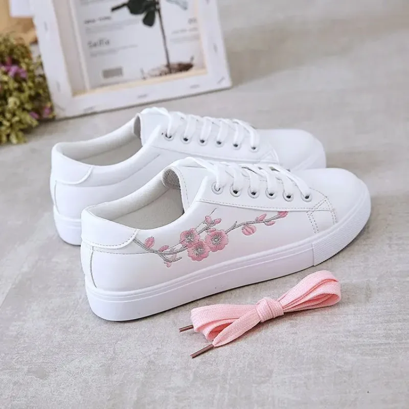 Zapatos casuales cómodos para mujeres, zapatos deportivos transpirables con cordón y flores, zapatos casuales primavera-verano,