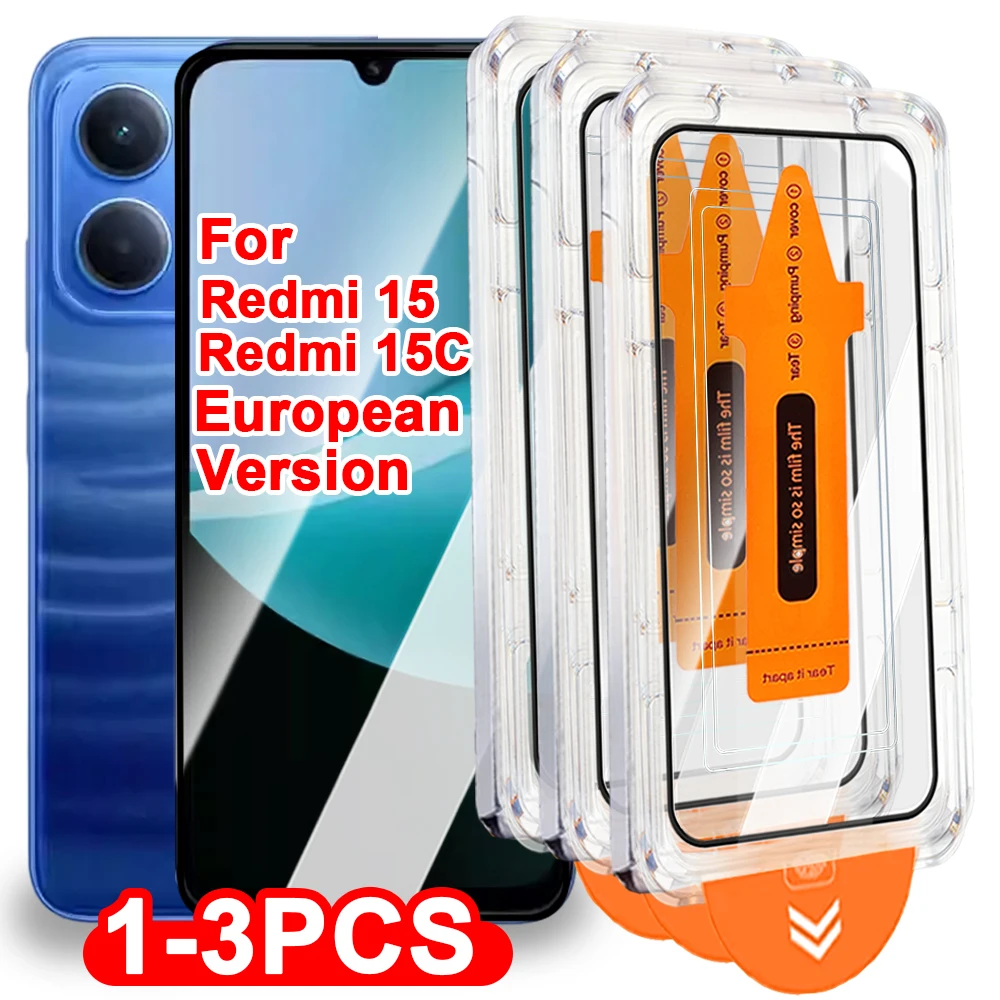 

1-3 шт. Защитные пленки для экрана Xiaomi Redmi 15C, европейская версия, без пыли, простая установка, закаленное стекло, защита от царапин, HD-пленка