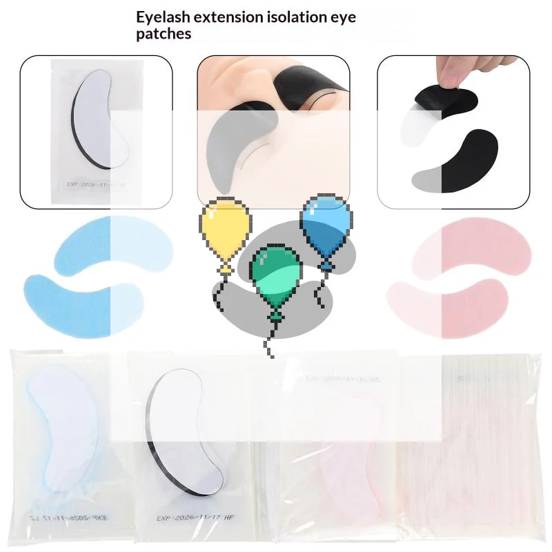 50 Pairs Isolate UV Hydrogel Eyelash Patches Black Lash Gel Pads For Eyelash Extension UV Rays Paper Stickers Wraps Makeup Tool