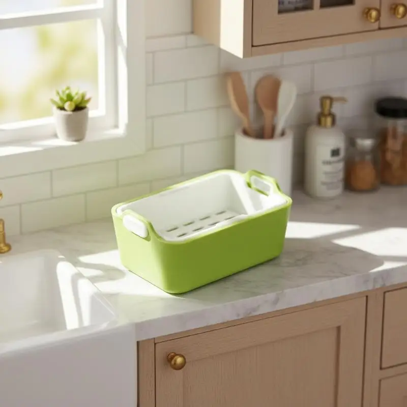 Dollhouse 1:12 Mini Drain Basket with Removable Tray Sink Organizer for Mini Home Decor DIY Micro Landscape Props
