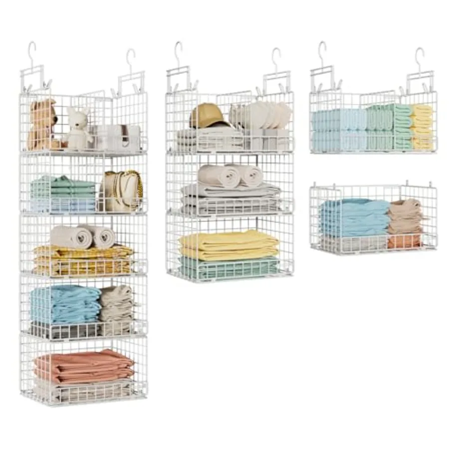 

5-уровневый органайзер для одежды с регулируемыми перегородками, сверхпрочный, для хранения одежды, кухни, прачечной, большие корзины, 15,7 дюйма в ширину