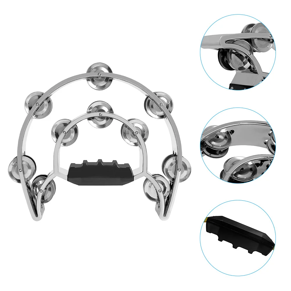 

Double Row Hand-Held Tambourine Musical Instrument Percussion Bell for Party Ktv Band Educational Music
