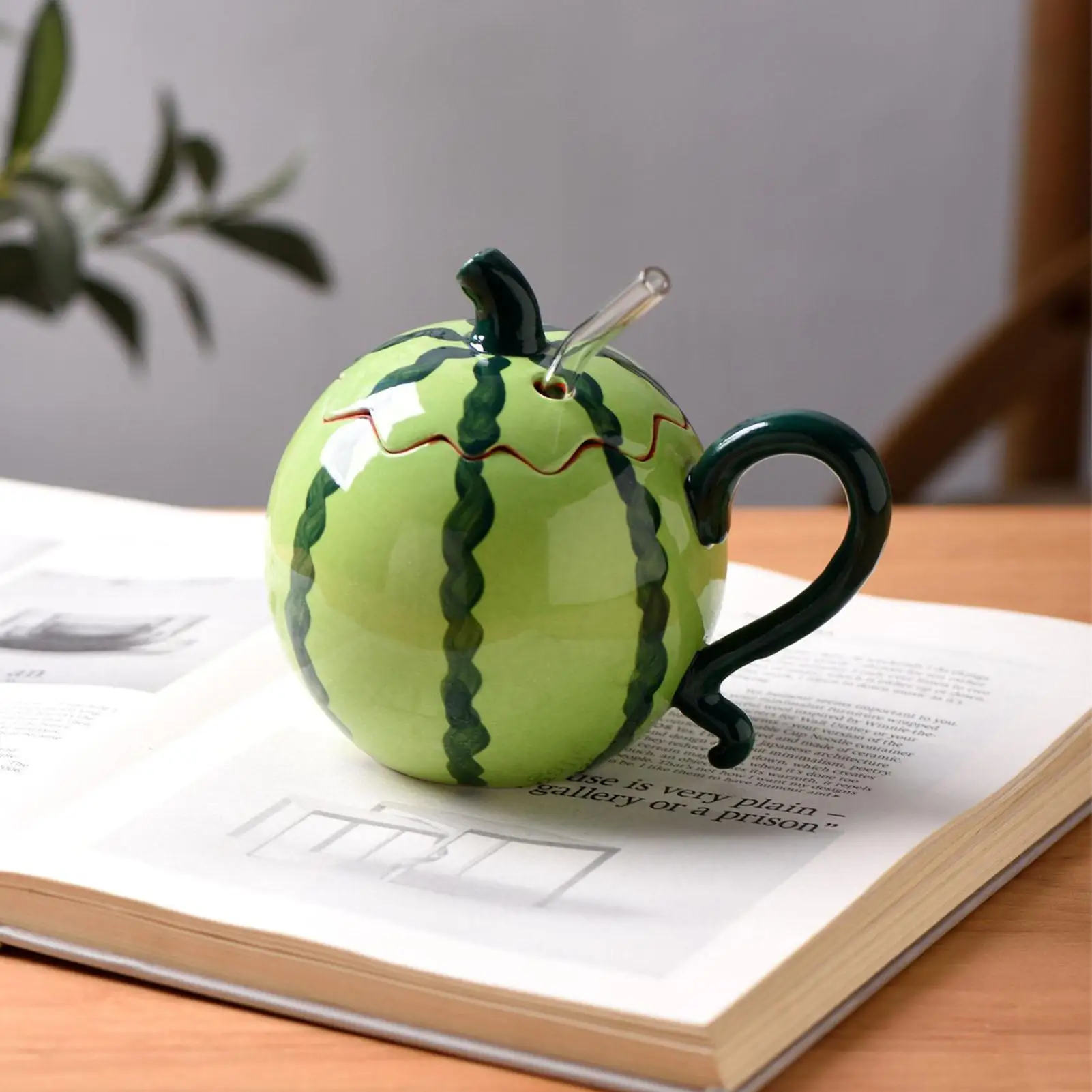 Funny Coffee Cups 300ml Watermelon With Straw Lid Tea Cup Leakproof Coffee Mugs For Mothers Friend Sister Daughter Birthday