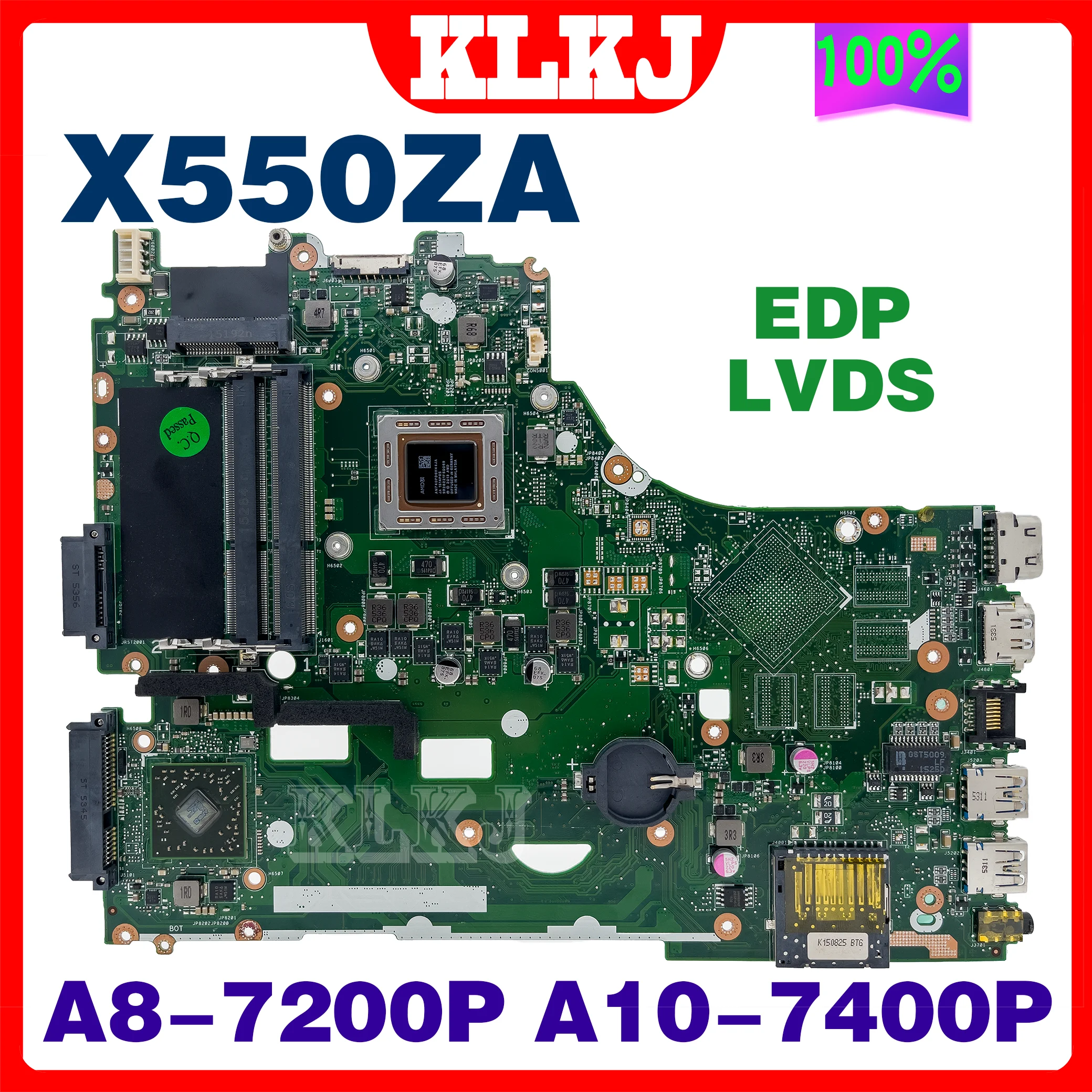 Dinzi X550ZA Mainboard UNTUK ASUS X550ZA K550Z K550ZA F550ZA A550ZA Motherboard Laptop dengan A8-7200P A10-7400P CPU 100% Test Bekerja