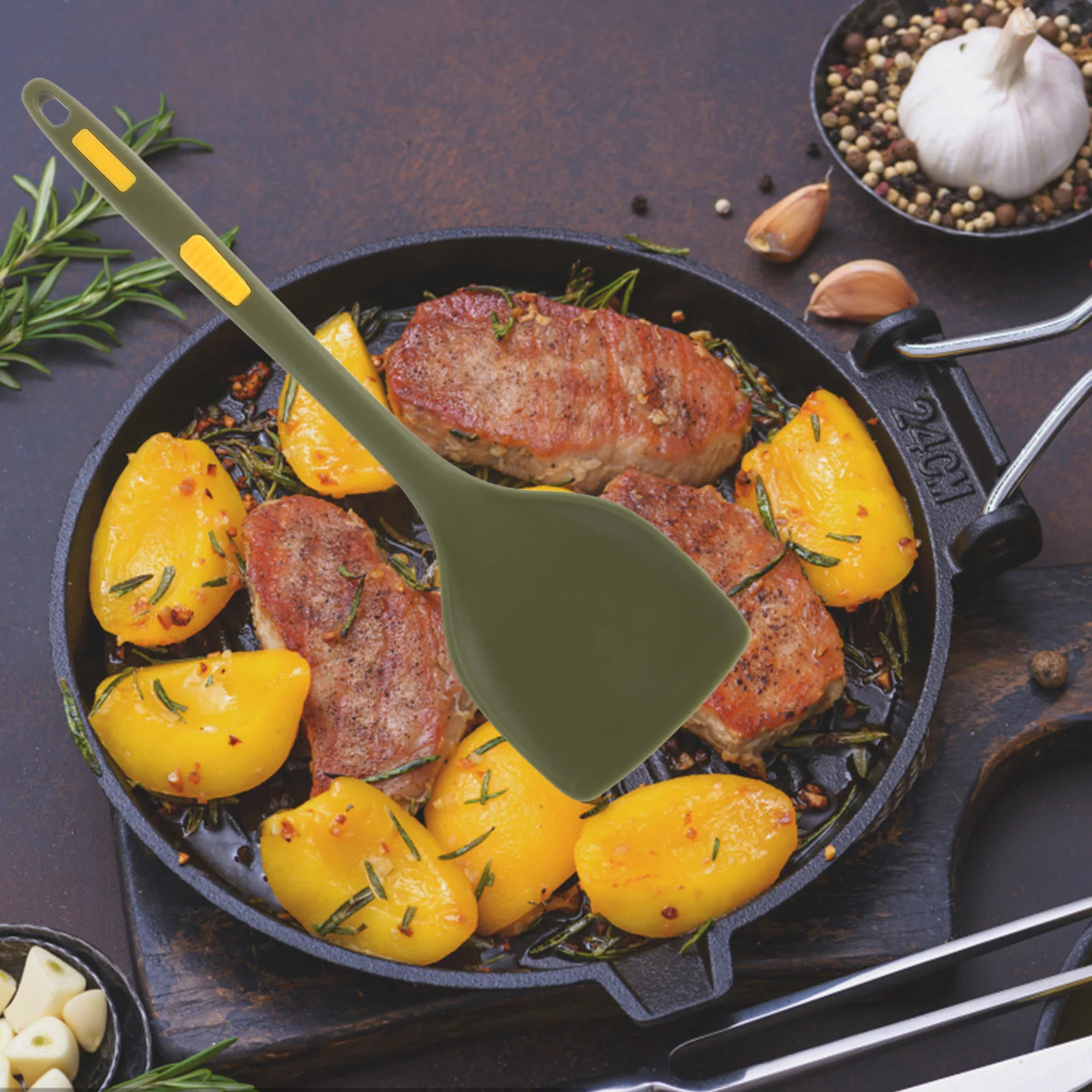 

Non-Stick Silicone Spatula Multi-Use Heat Resistant Kitchen Cooking Tool For Frying Stirring Baking Wok Portable Reusable