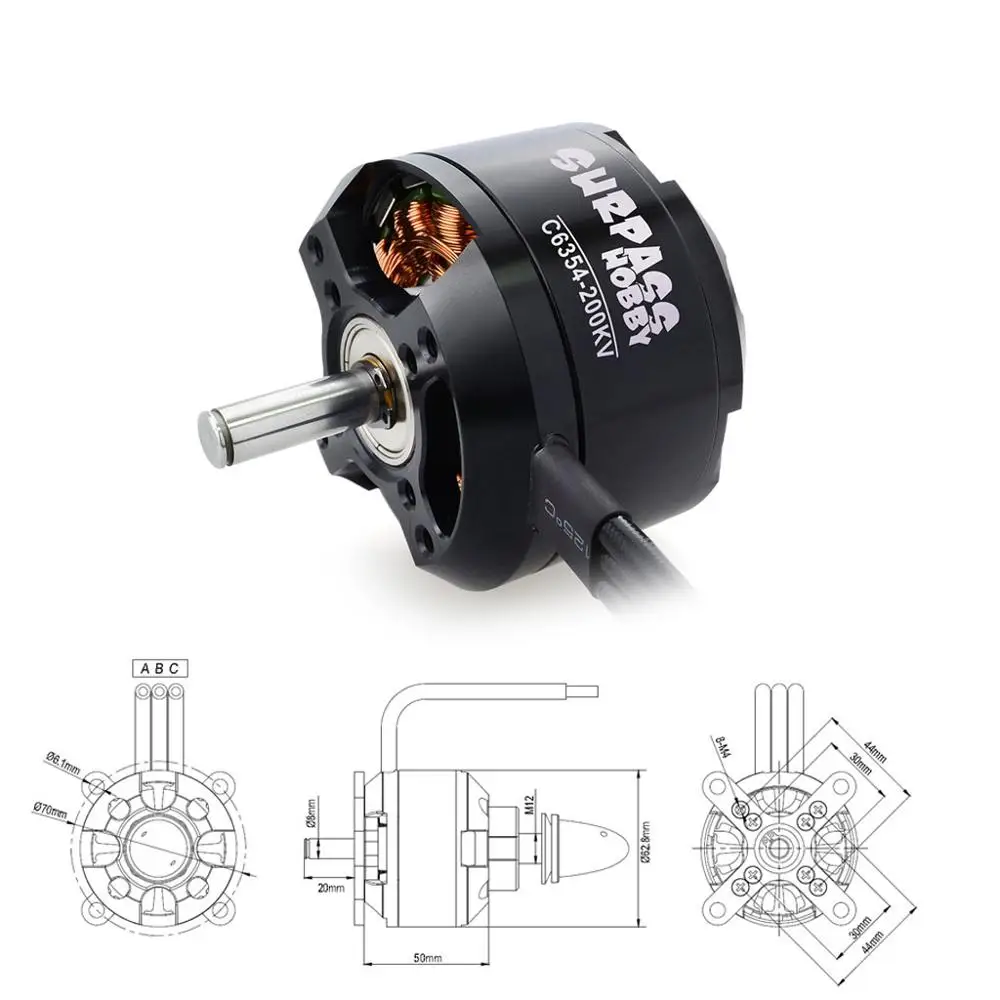 SURPASS HOBBY 6354 C6354 200KV Brushless Motor for RC Fixed-wing Airpalne Aircraft Glider Helicopter Multicopter FPV Drone Parts